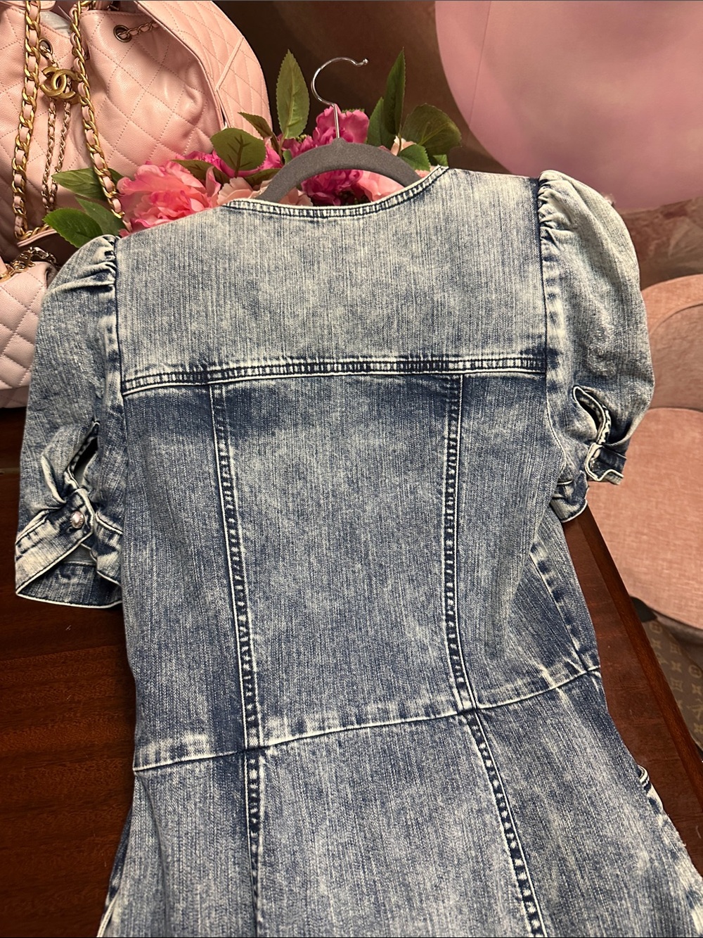 Retrofete Acid-Wash Denim Wrap Dress in Light Blue by Retrofete - Picture 9 of 11